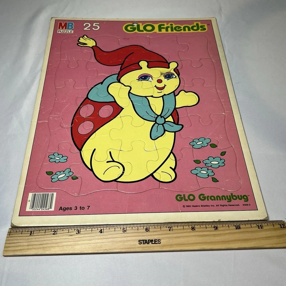 Vintage 1980s Glo Worm Puzzle Friends Frame-Work Hasbro Grannybug Kids Game‎